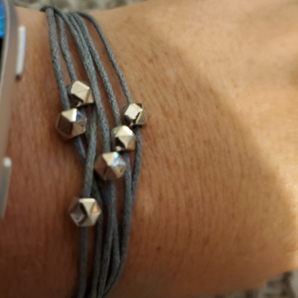 Adjustable Cord and Silver Bracelet